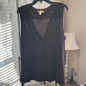 dressbarn Brown Sleeveless sweater vest  with Shoulder Details